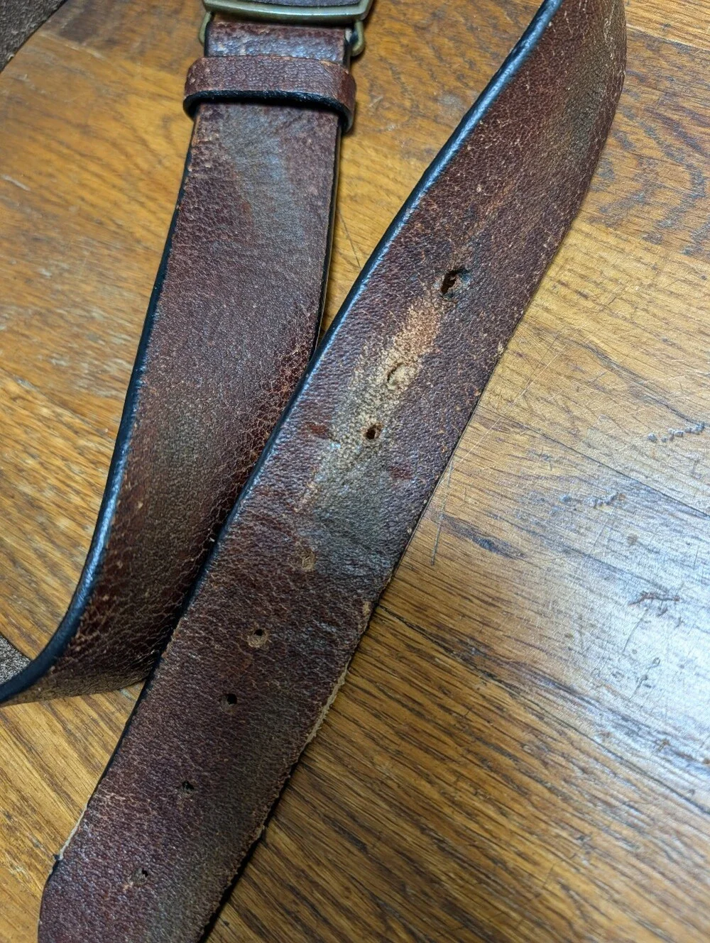Vtg Men's Brown Size 42/44 Dress Belt, Adjustable Solid with Scorpion Buckle